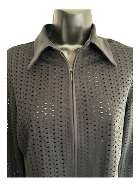 NWT Vintage Deadstock Cache Black Perforated Zip-Front Moto Mesh Jacket Size L